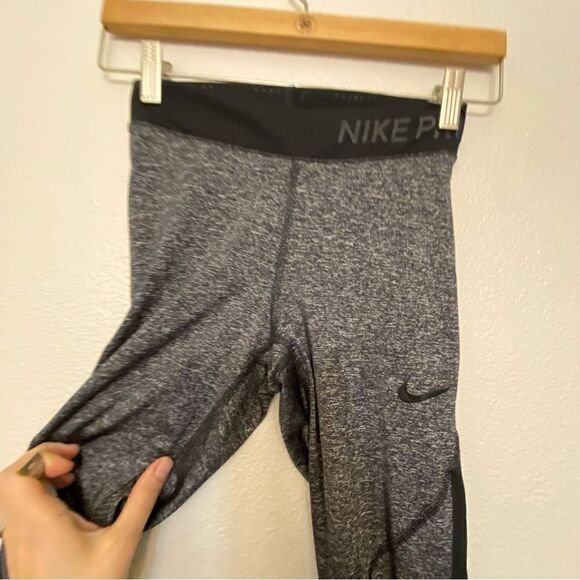 Nike Pro Hypercool mesh leggings heathered grey black full length XS - Picture 4 of 10